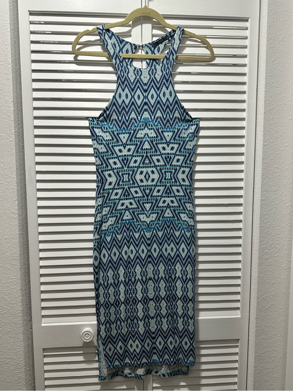 Tart Blue Aztec Print Halter Midi Dress